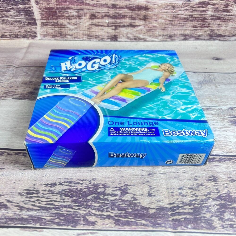 H2O Go! Deluxe Relaxing Lounge Inflatable Pool Float 6ft Transparent Clear Raft - Picture 6 of 7